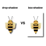 Two bees, one with box-shadow and the other with drop-shadow. Image made by the author.