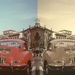 The same image twice. On the left is the origin image while on the right is has the sepia filter