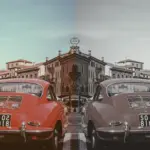 The same image twice. On the left is the origin image while on the right is has the grayscale filter